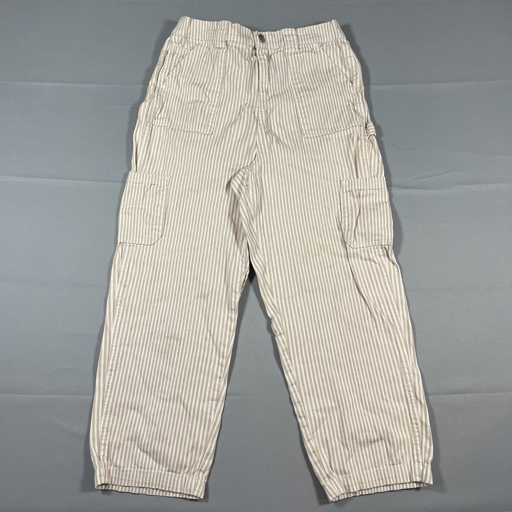 No Comment Carpenter Pants Girl XL-16 Beige Striped Cotton Stretch Cargo Classic